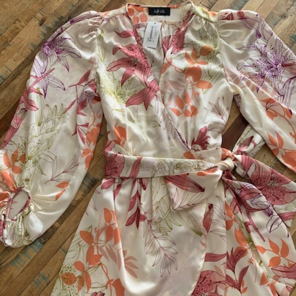 Fab'rik Dionne Long Sleeve Floral Wrap Dress